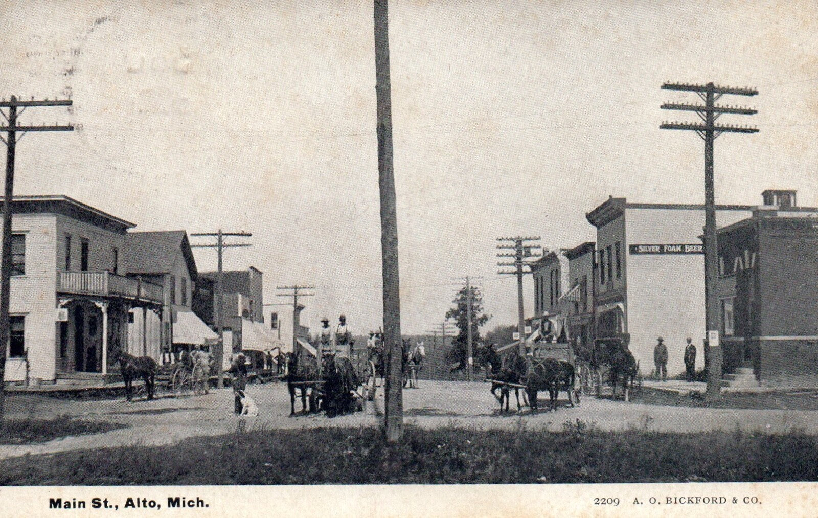 Main Street in Alto Michigan Vintage Postcard