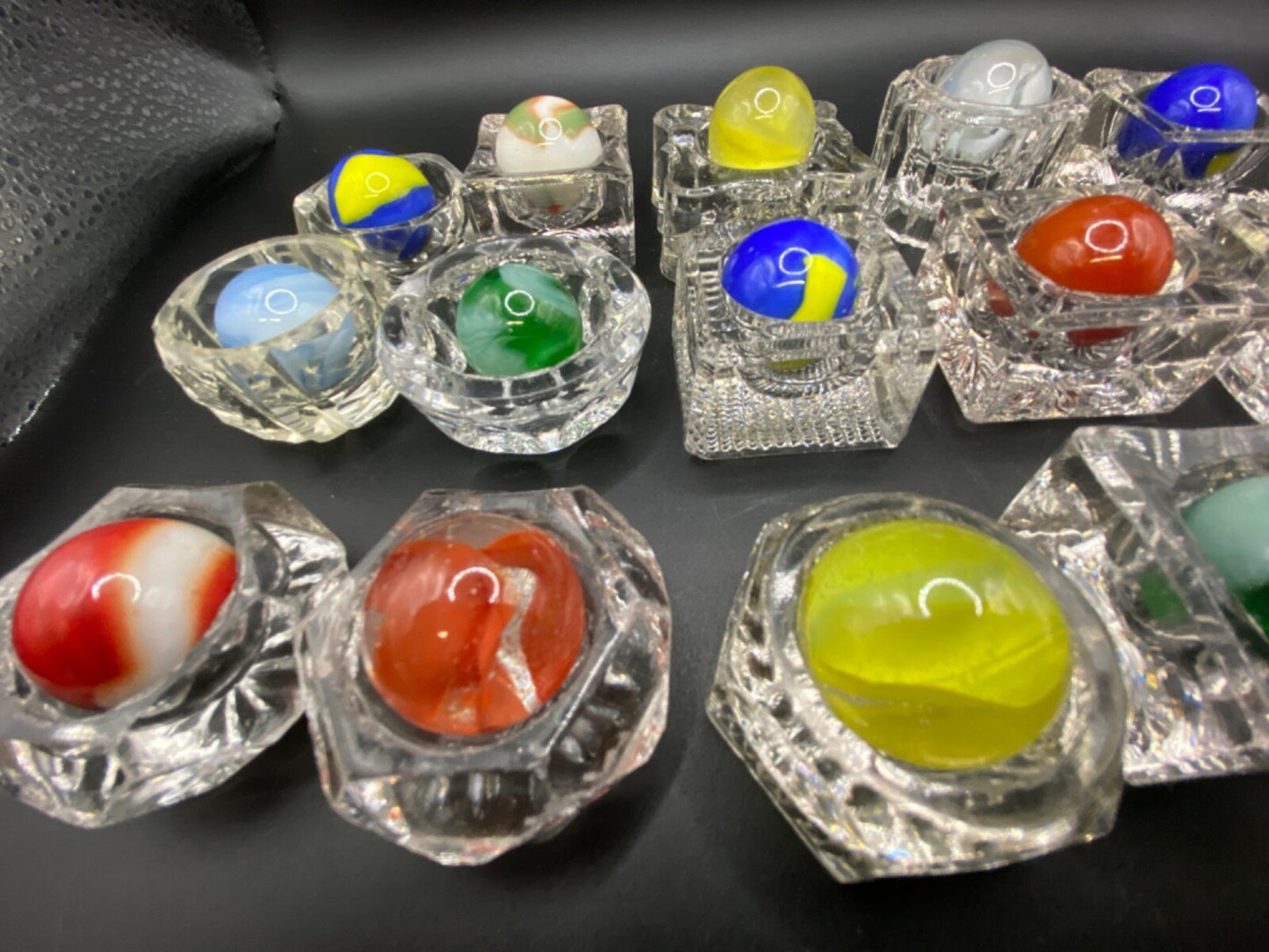 Vintage Lot of 15 large Marble boulders agate swirl Marbles Salt Dips NOT INCL