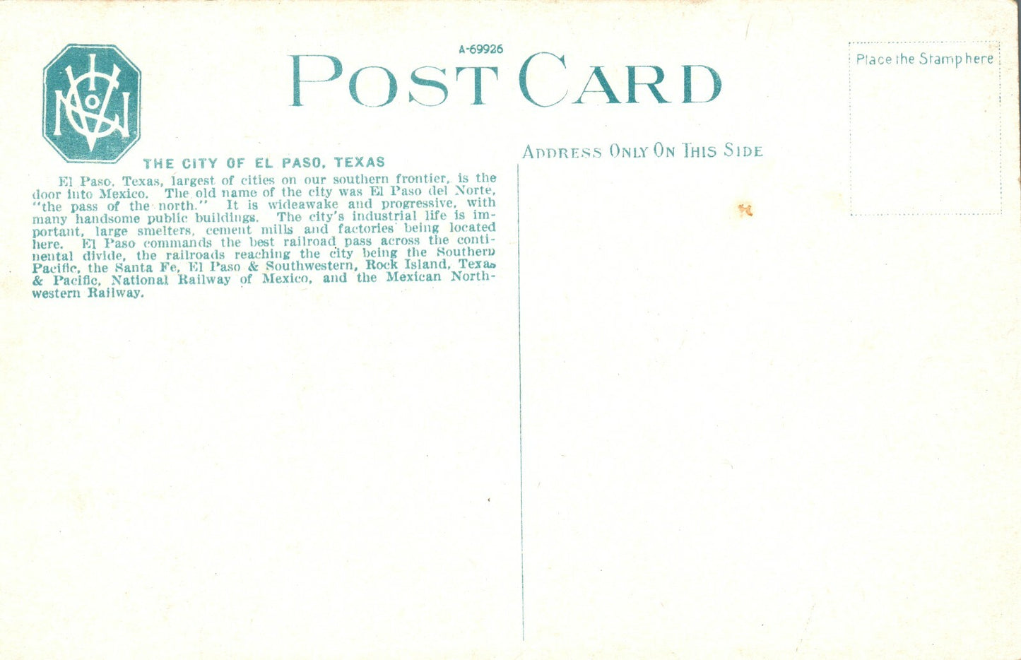 Mills Street San Jacinto Plaza El Paso Tex Texas TX Postcard  