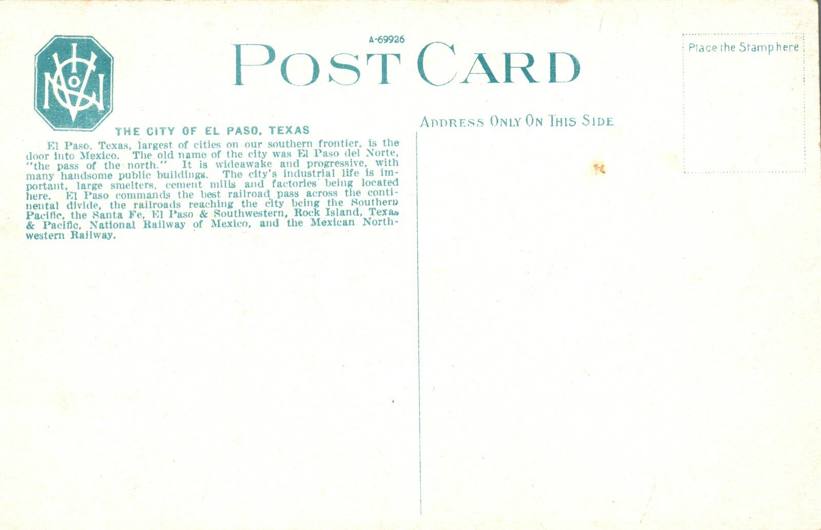 Mills Street San Jacinto Plaza El Paso Tex Texas TX Postcard  