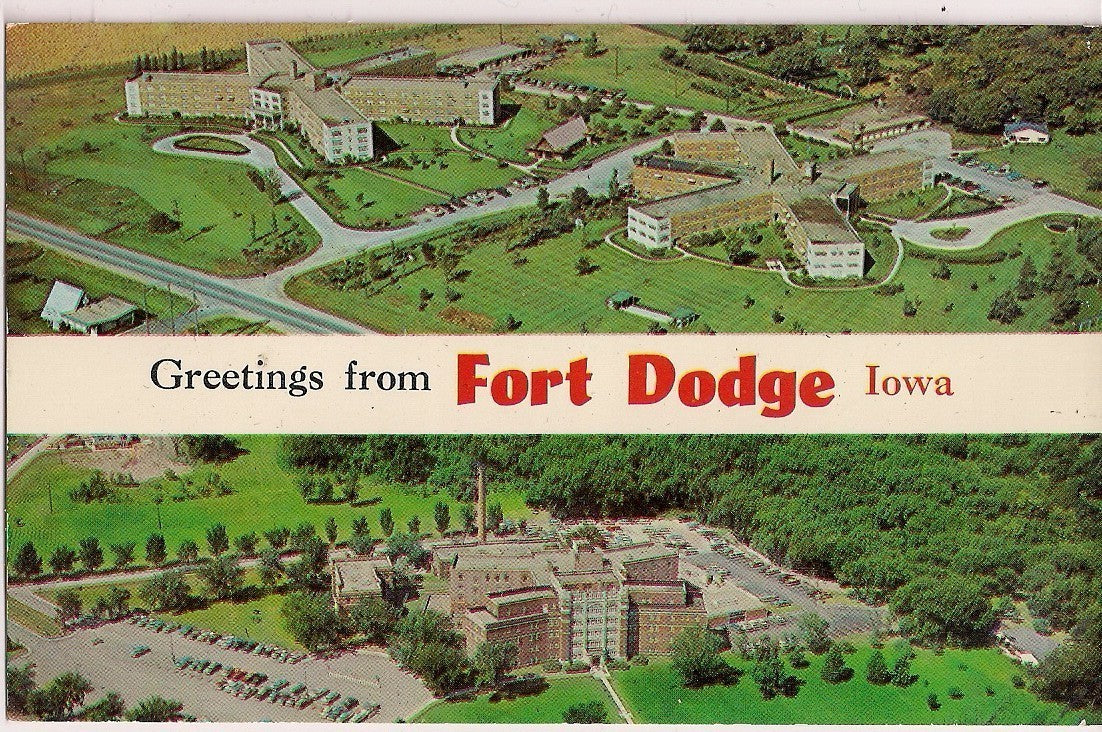Greetings Fort Dodge Aerial  Iowa IA   Postcard