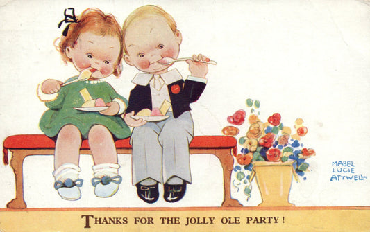  1934 MLA Artist Signed Mabel Lucie Attwell Postcard #2308 Jolly Ole Party