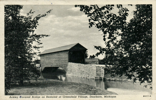 Ackley Covered Bridge Greenfield Village Dearborn Detroit MI Michigan  Postcard 