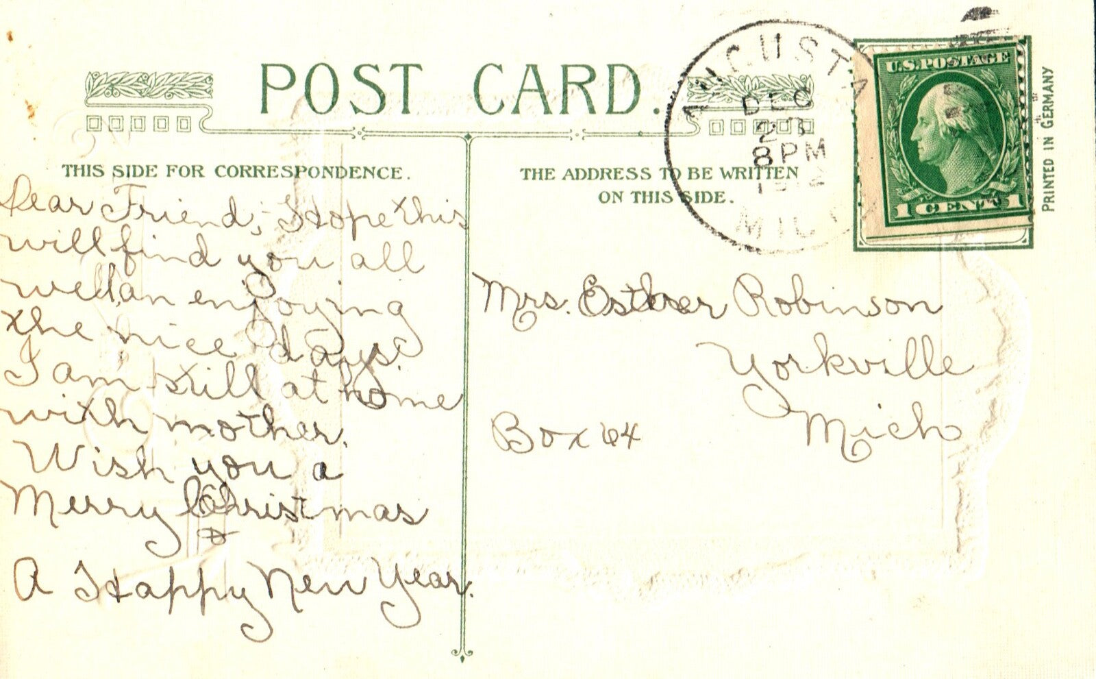 John Winsch A Merry Christmas Woman & Man Scenic View Mountains Vintage Postcard
