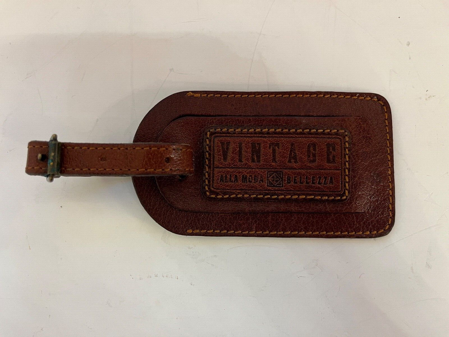 Vintage Alla Noda Bellezza Leather Luggage Tag 