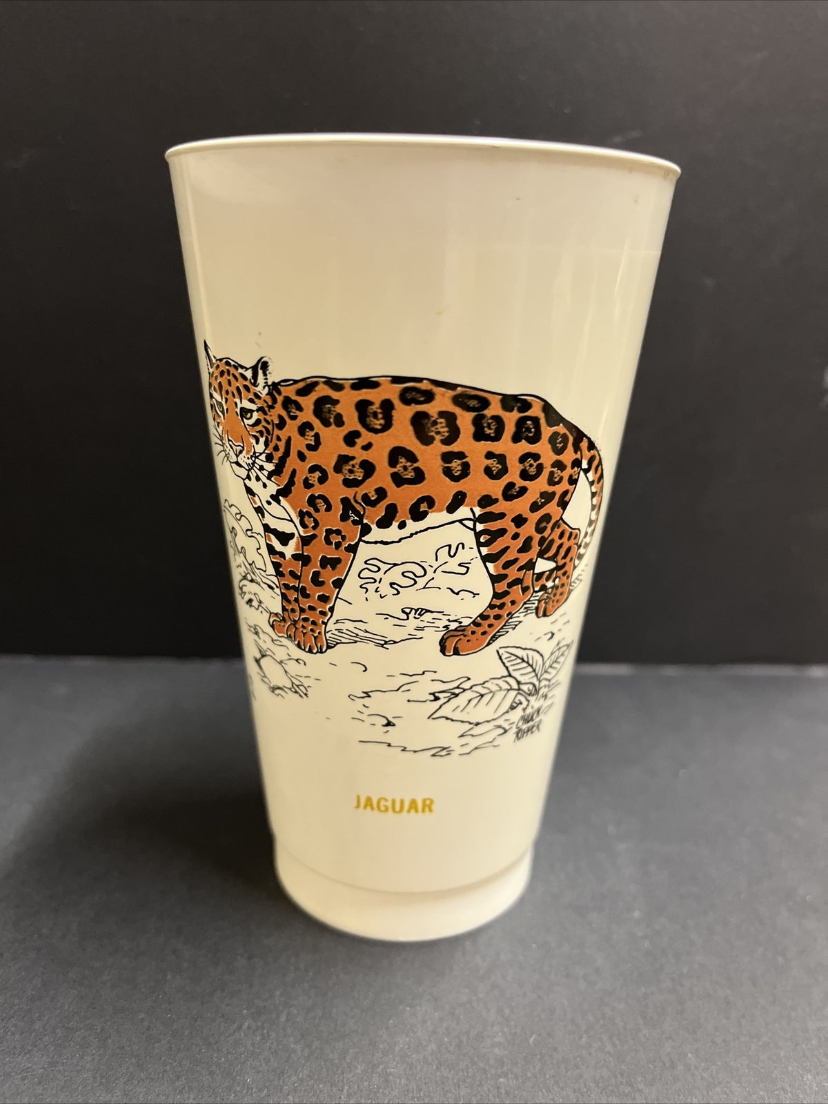 Vintage 1974 7/11 Plastic Slurpee Cup Save a Living Thing "Jaguar" 