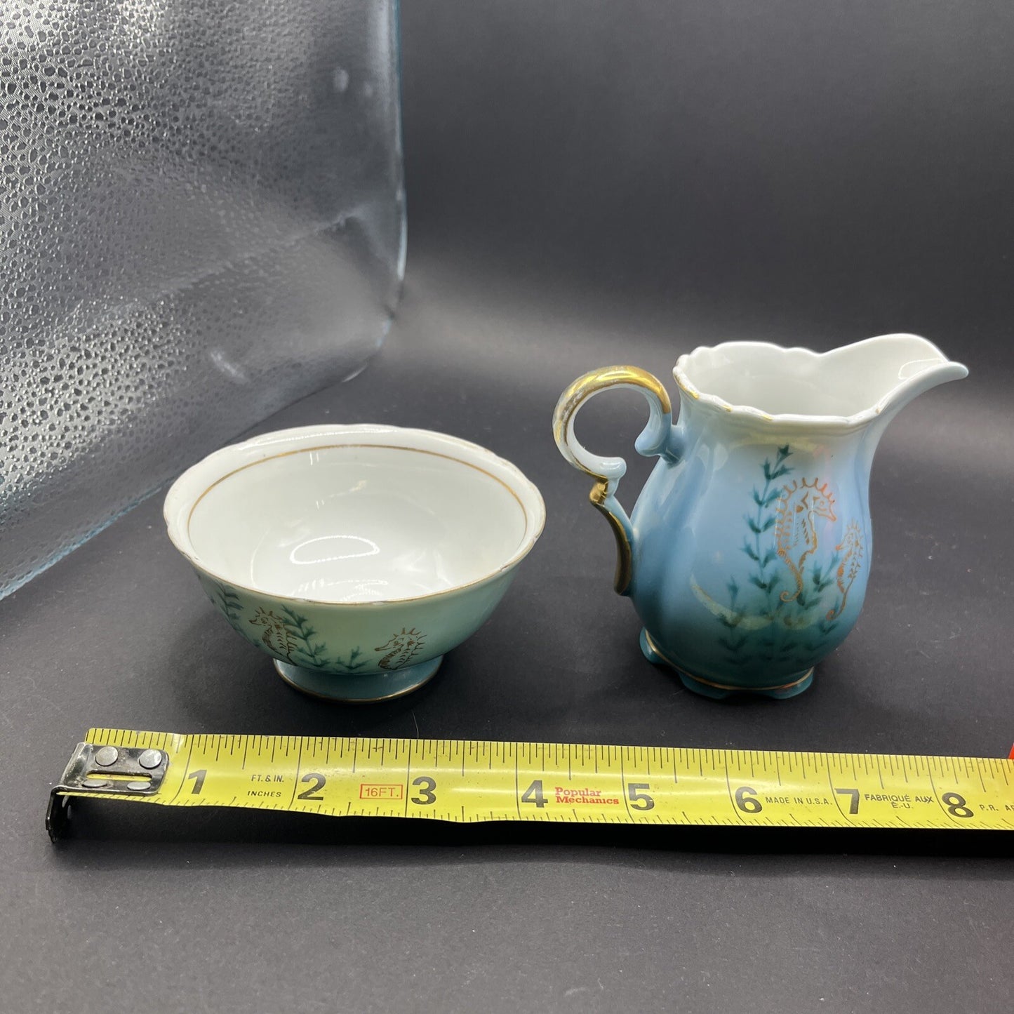 Royal Stafford Bone China Blue, With Seahorses  Cream & Sugar