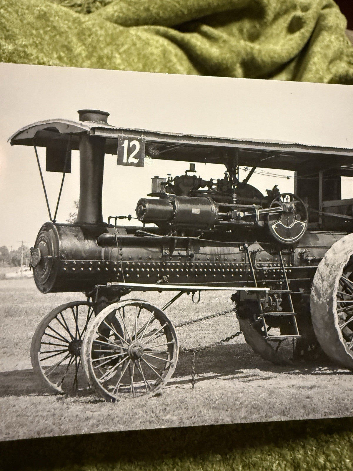 RPPC Real Photo Postcard OLD Port Huron Steam TRACTOR Longfellow