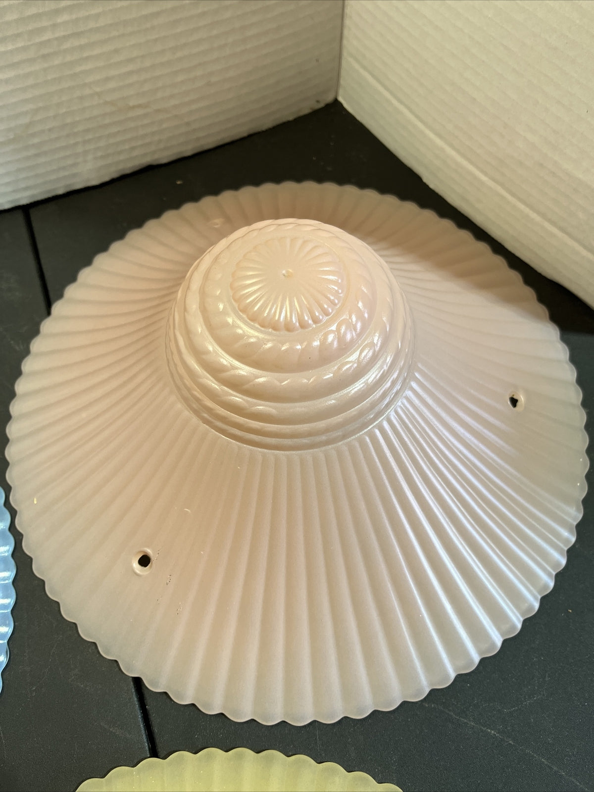 Vintage 11” Glass Shade 3 Hole Flush Mount Light 