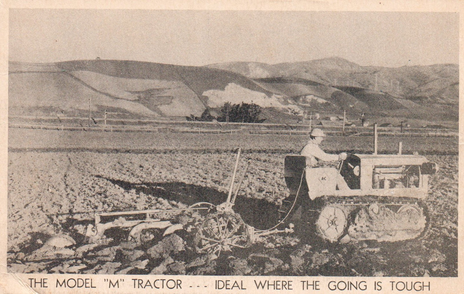 Allis-Chalmers Model "M" tractor vintage Postcard