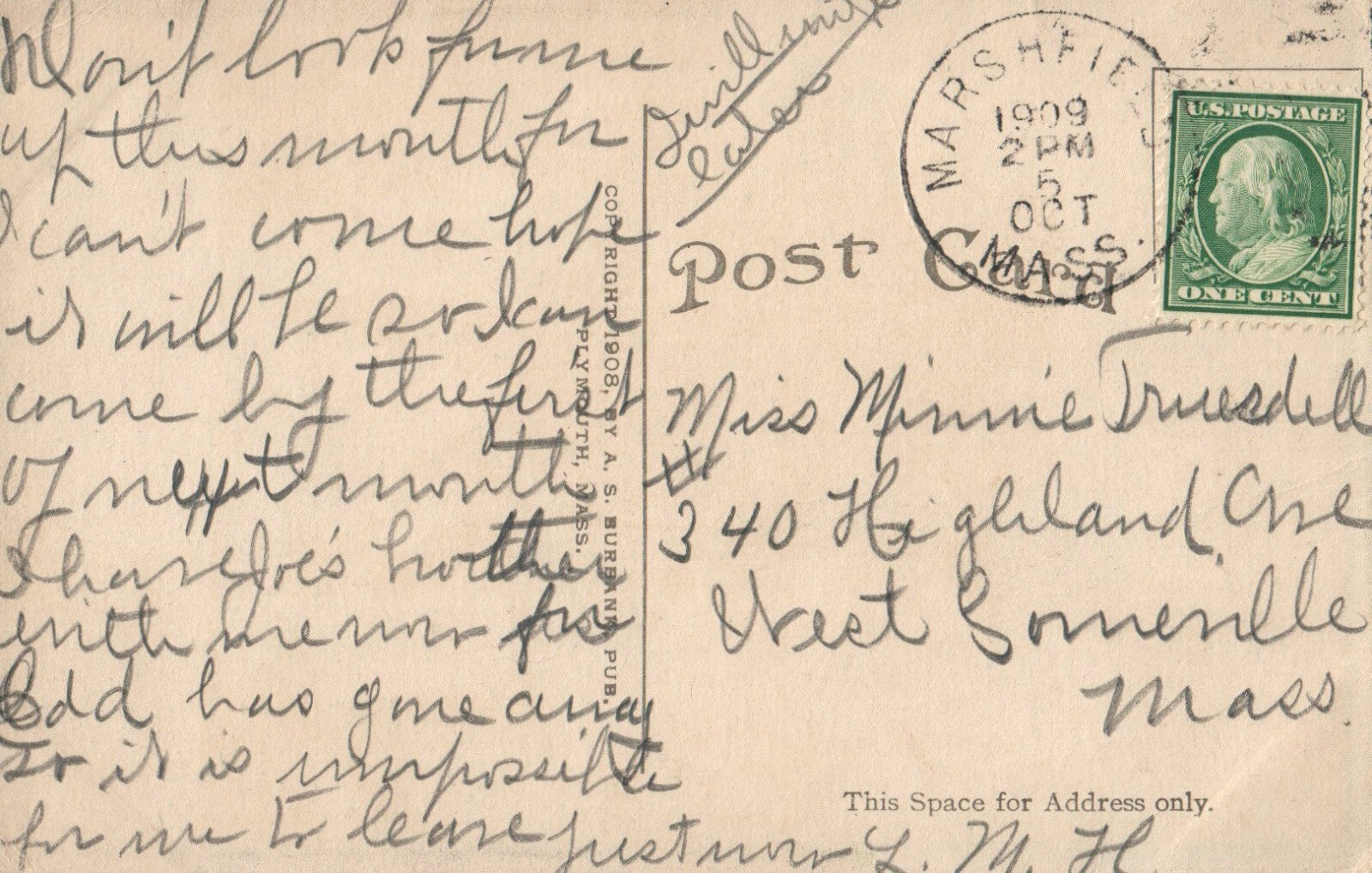 Entrance to Burial Hill Plymouth, Massachusetts Mass Postcard