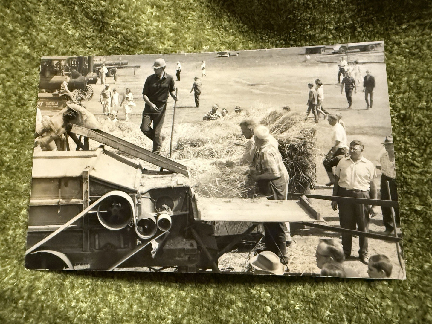 RPPC Real Photo Postcard OLD Threshing TRACTOR Wauson Ohio OH