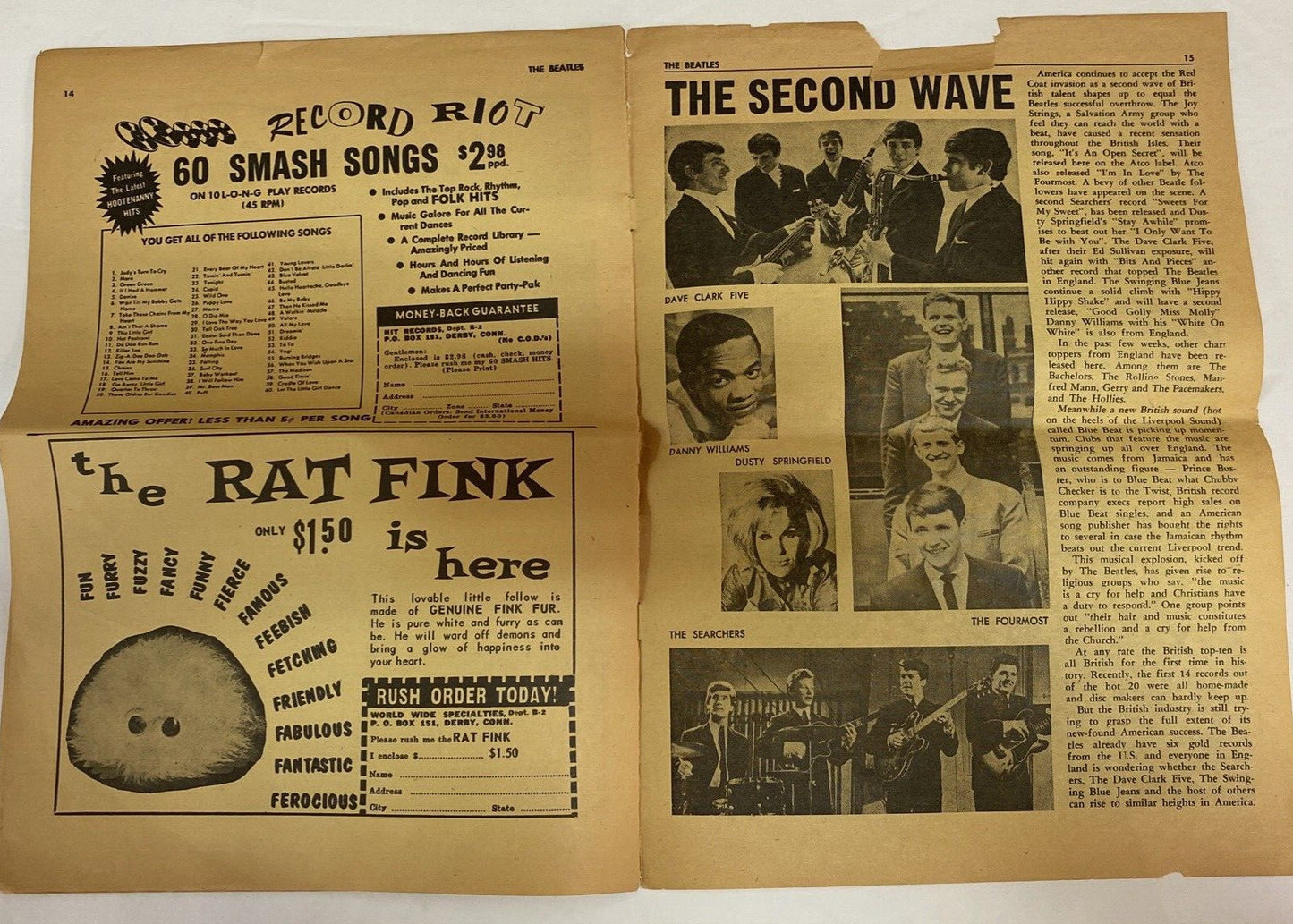 1964 BEATLES SONGS MAGAZINE PUBLICATION BY CHARLTON Vol 1 No 2 