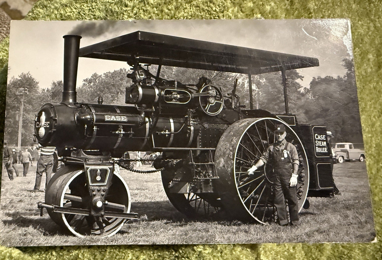 RPPC Real Photo Case Steam Roller Postcard OLD TRACTOR