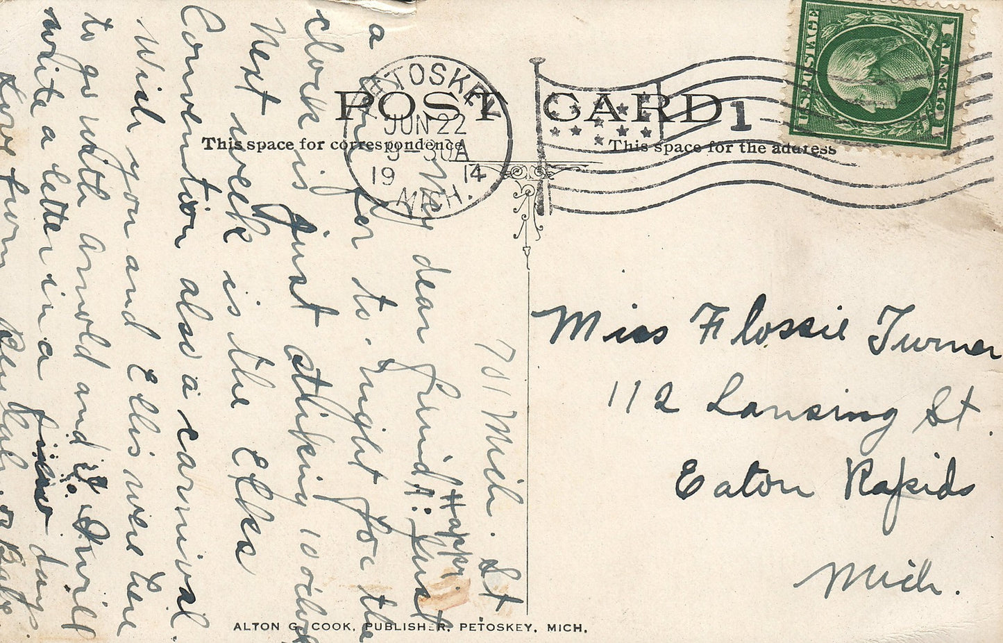 1914 The Terraces in PM Park Petoskey Michigan MI  Postcard