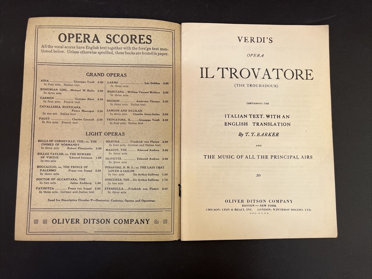 Lot of 3 Opera Libretto Songbooks