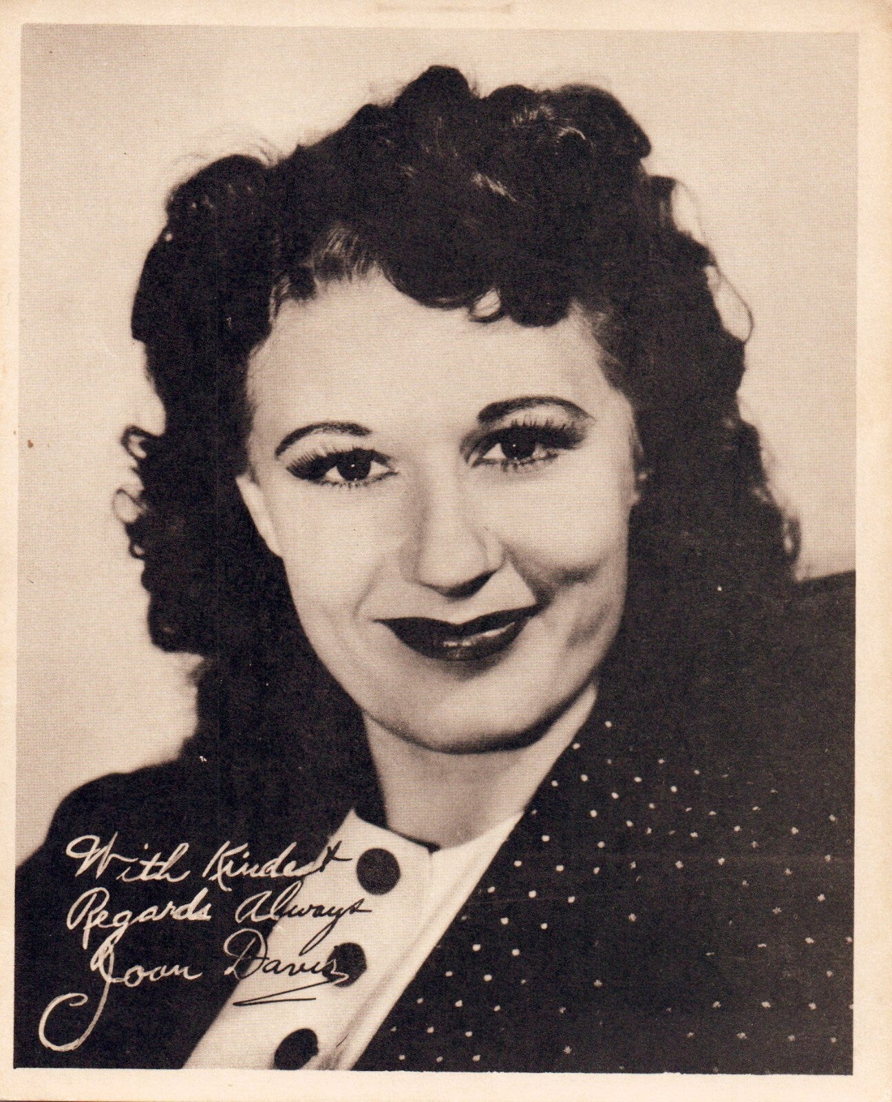 Hollywood Movie Star Comedian Joan Davis autographed Press Photo  5 x 6