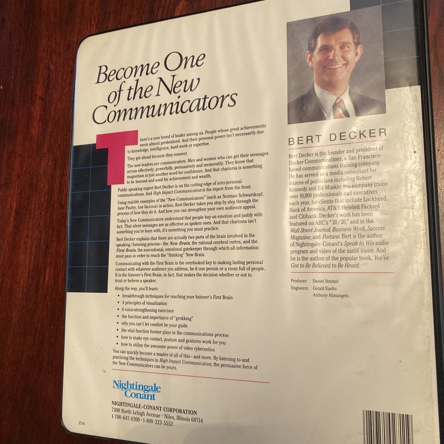 Bert Decker High Impact Communication Nightengale Conant Training Cassette 