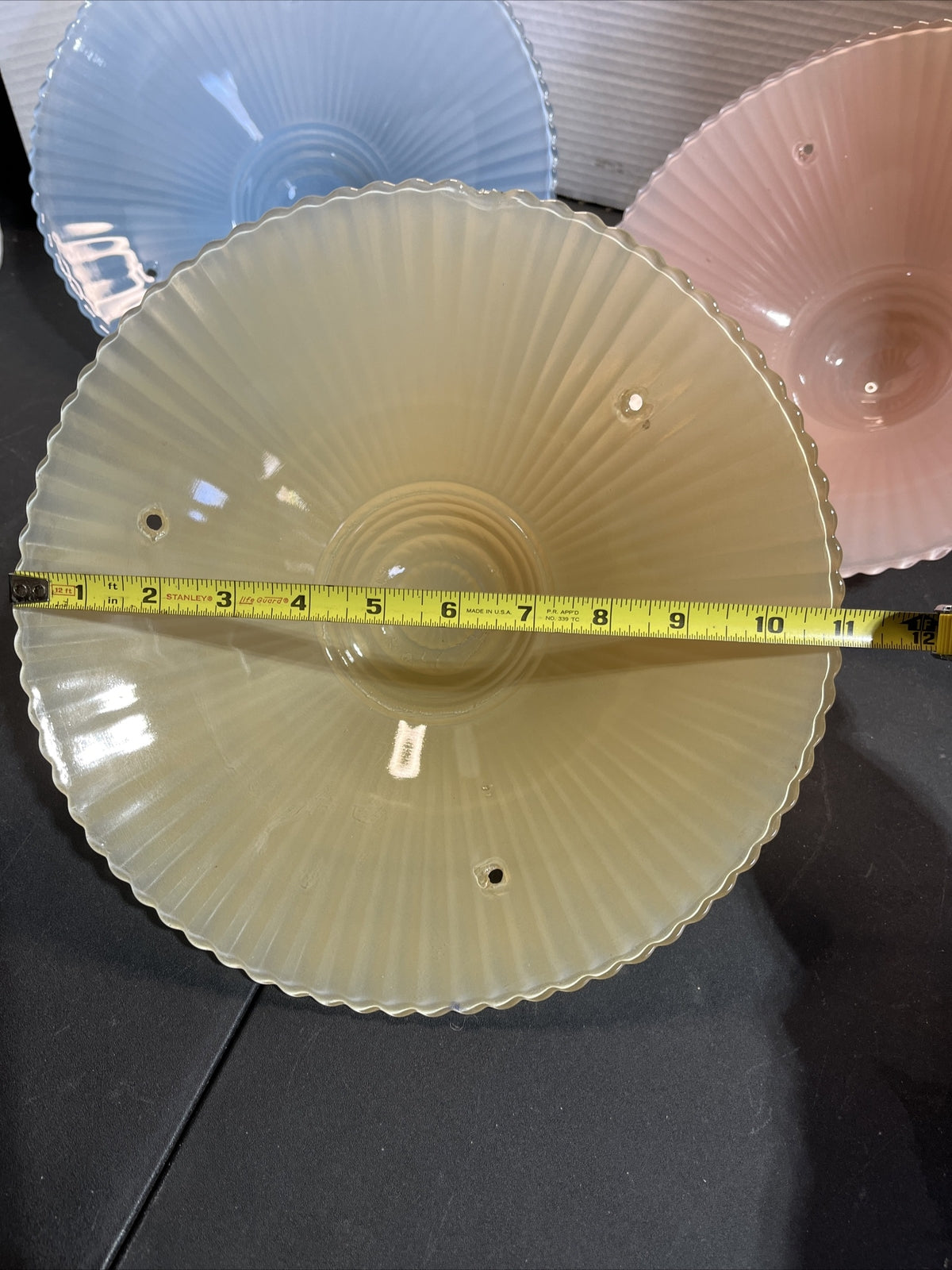 Vintage 11” Glass Shade 3 Hole