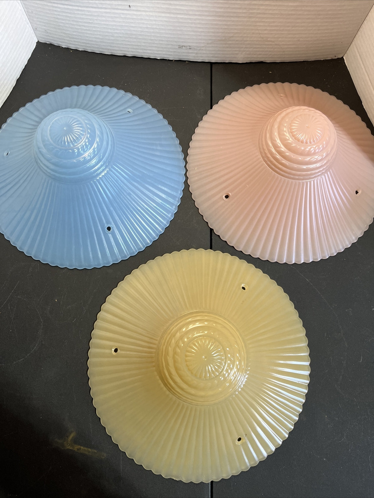 Vintage 11” Glass Shade 3 Hole Flush Mount Light 