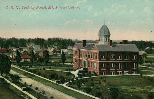 1910 Real Photo CSN Training School Mt. Pleasant Michigan MI Postcard 