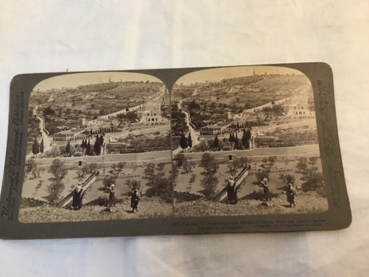 1903 Real Photo Jerusalem Palestine Mount of Olives  stereoview