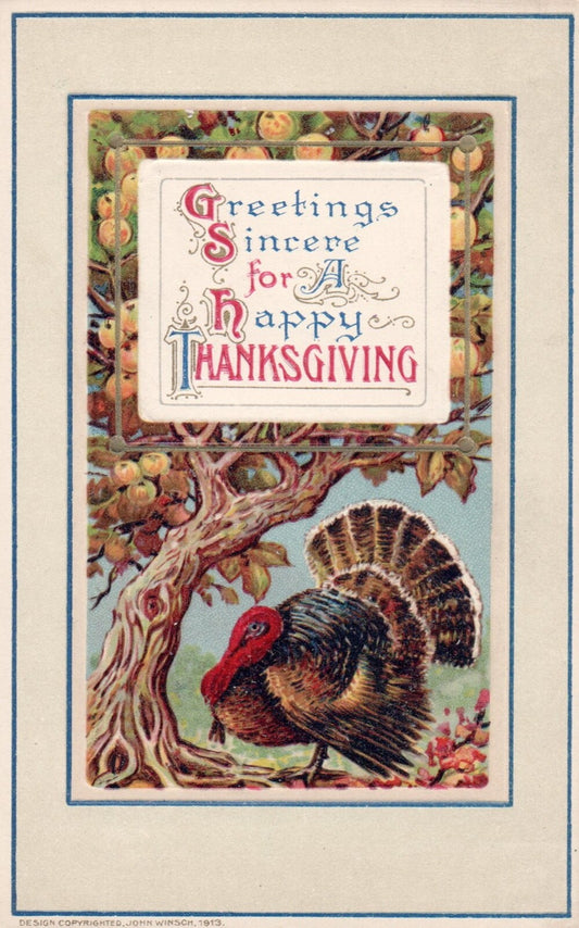 Winsch Greetings Sincere for a Happy Thanksgiving Turkey Vintage Postcard