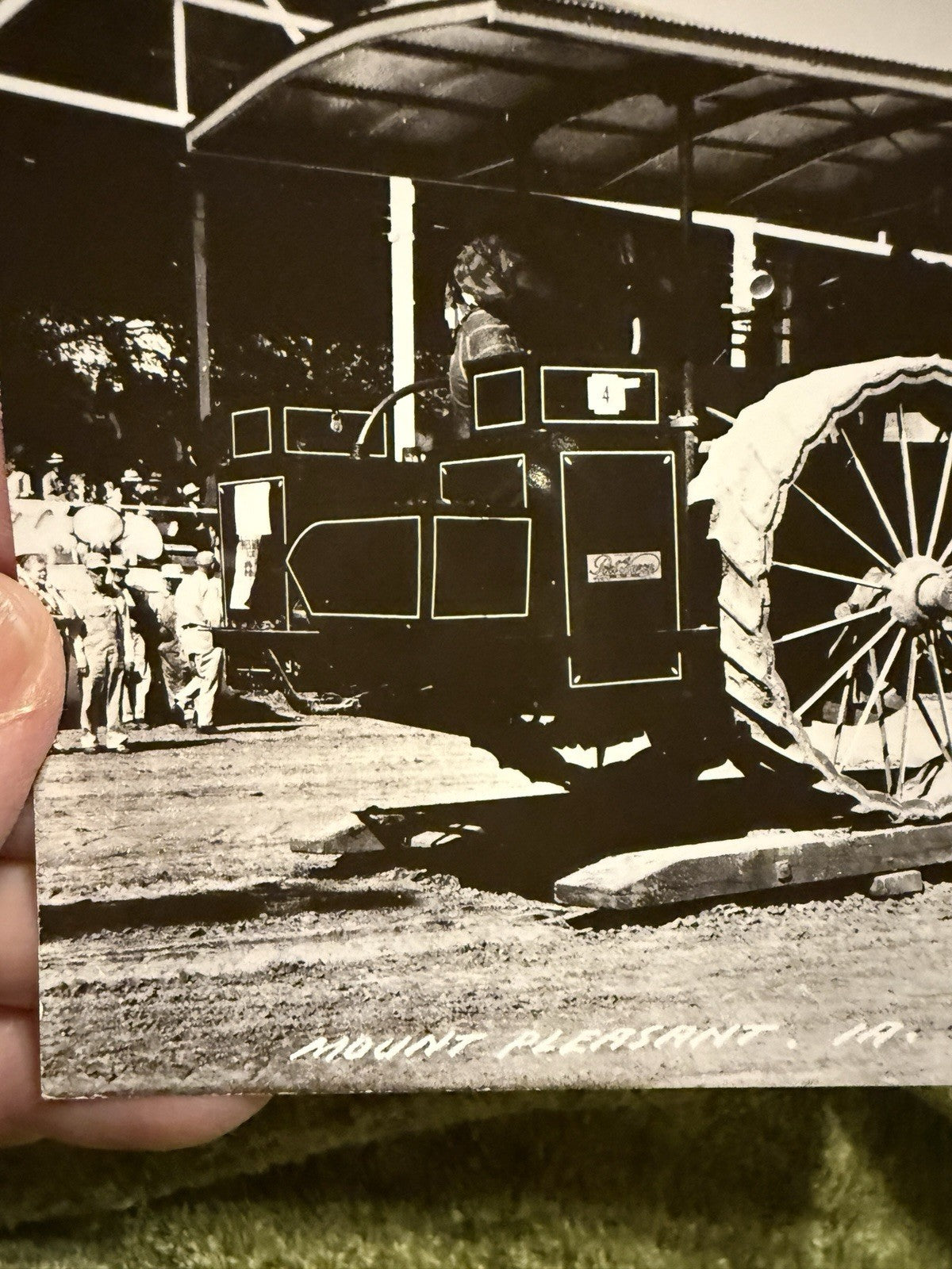 RPPC Real Photo MT PLEASANT IOWA RPPC Postcard OLD TRACTOR 123-E