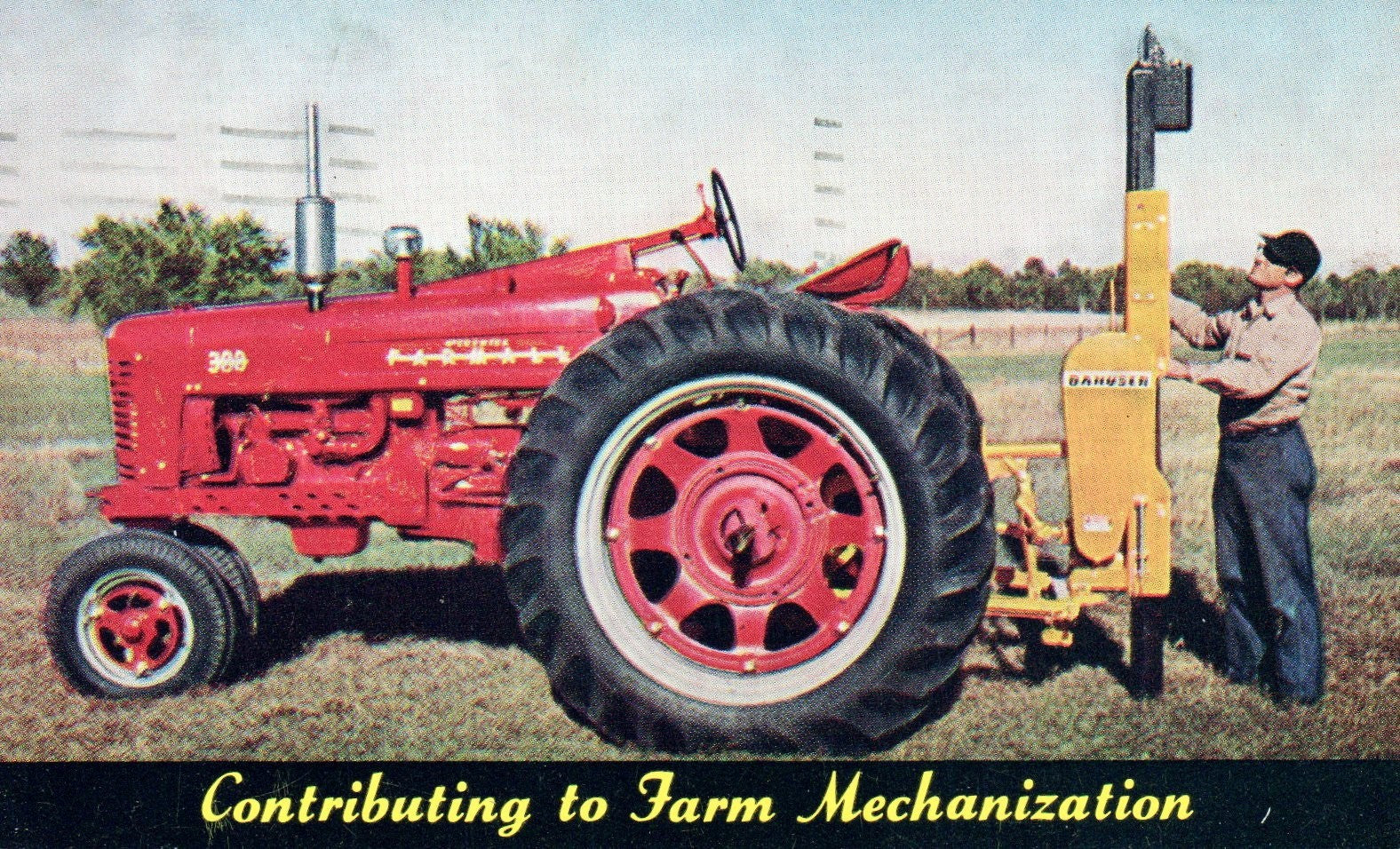 DANUSER Post Driver vintage tractor postcard