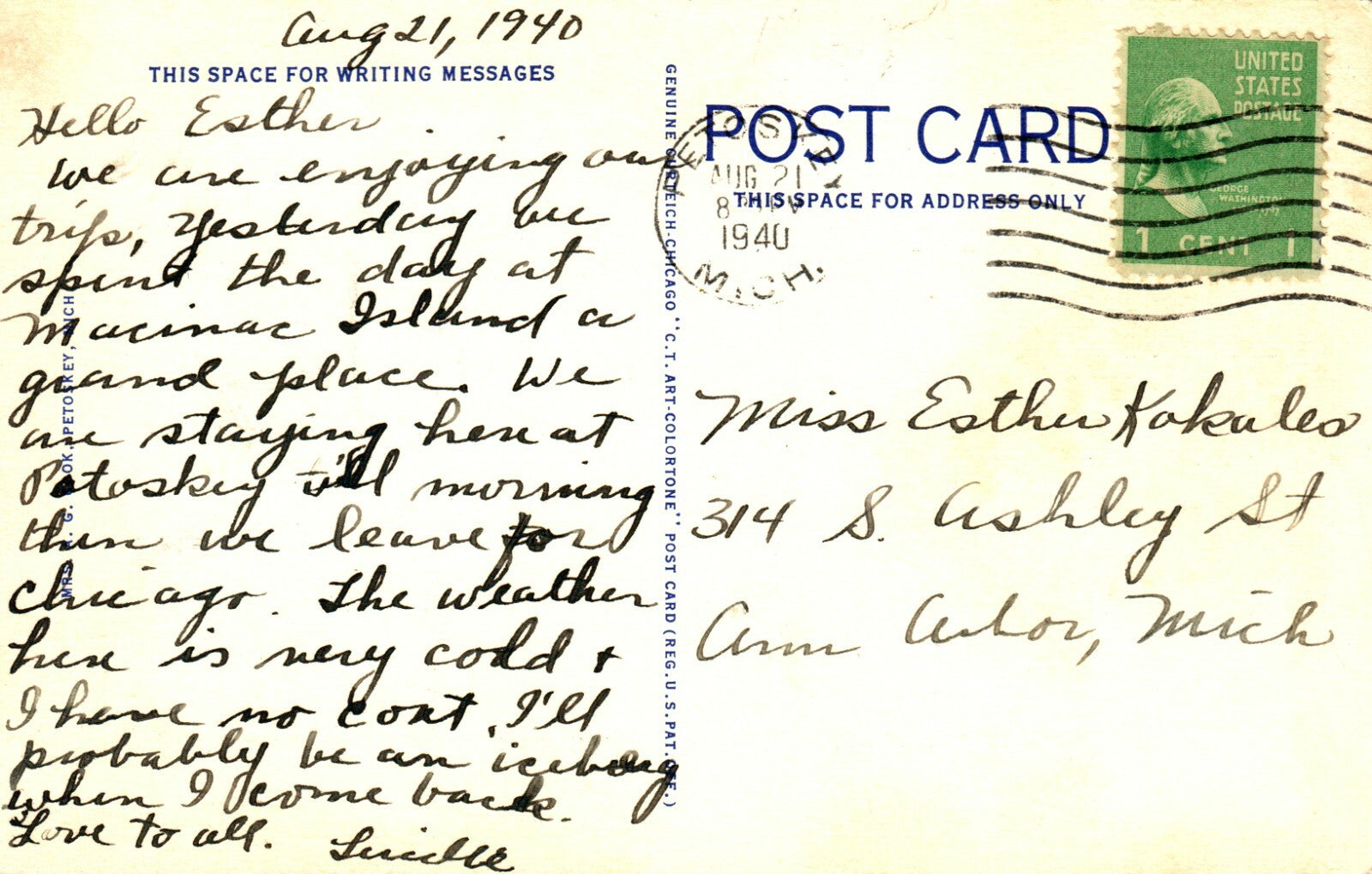 1940 Mitchell Street Bridge Petoskey Michigan MI Postcard  