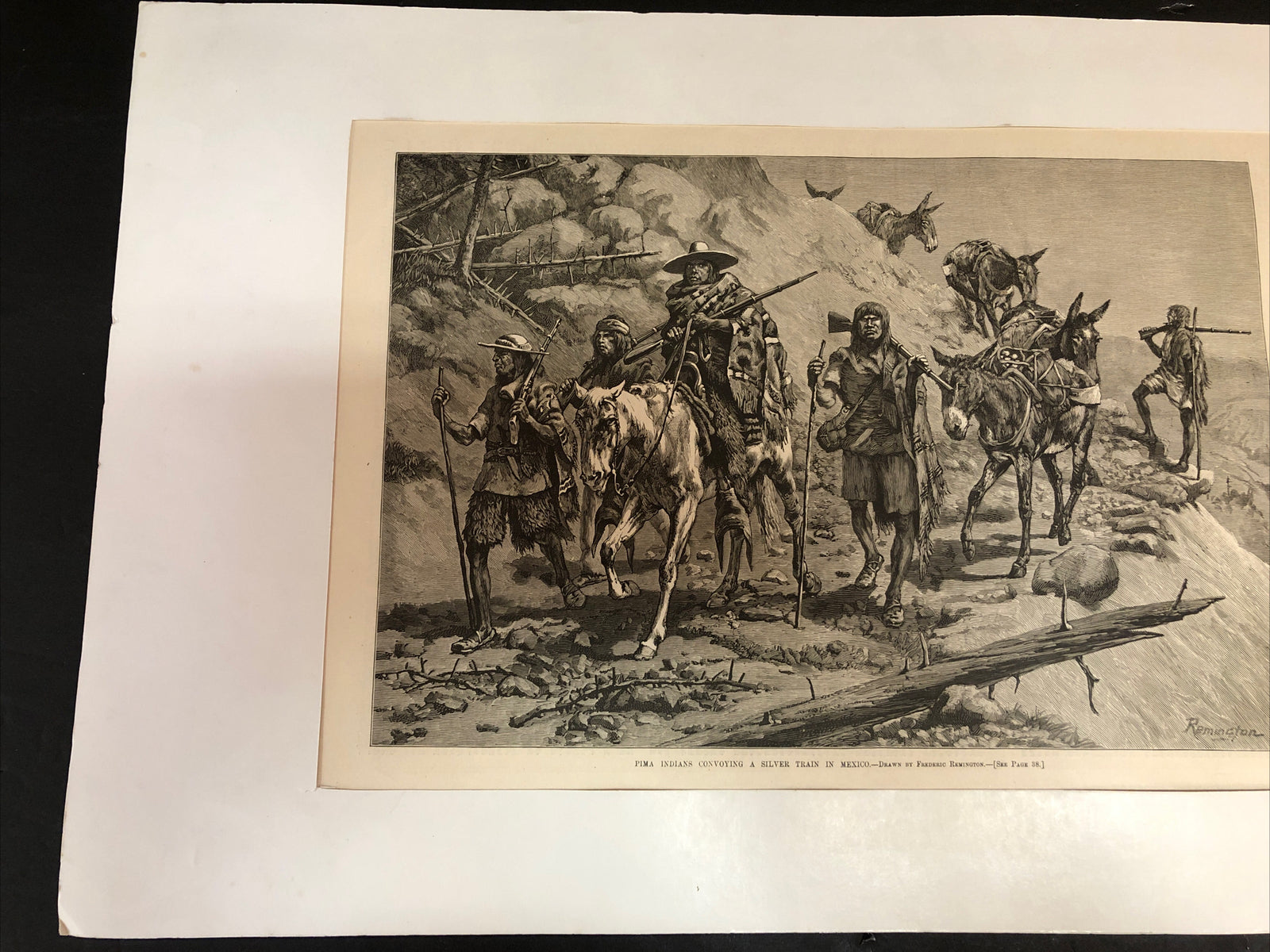 Pima Indians Convoying Silver Train 1887 FREDERIC REMINGTON Print Harpers Weekly
