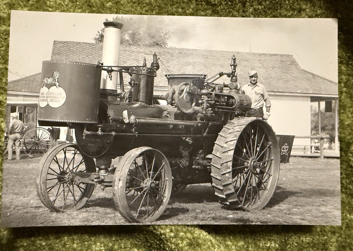 RPPC  Postcard  J I CASE OLD Steam TRACTOR Gaar Scott Richmond Indiana IN