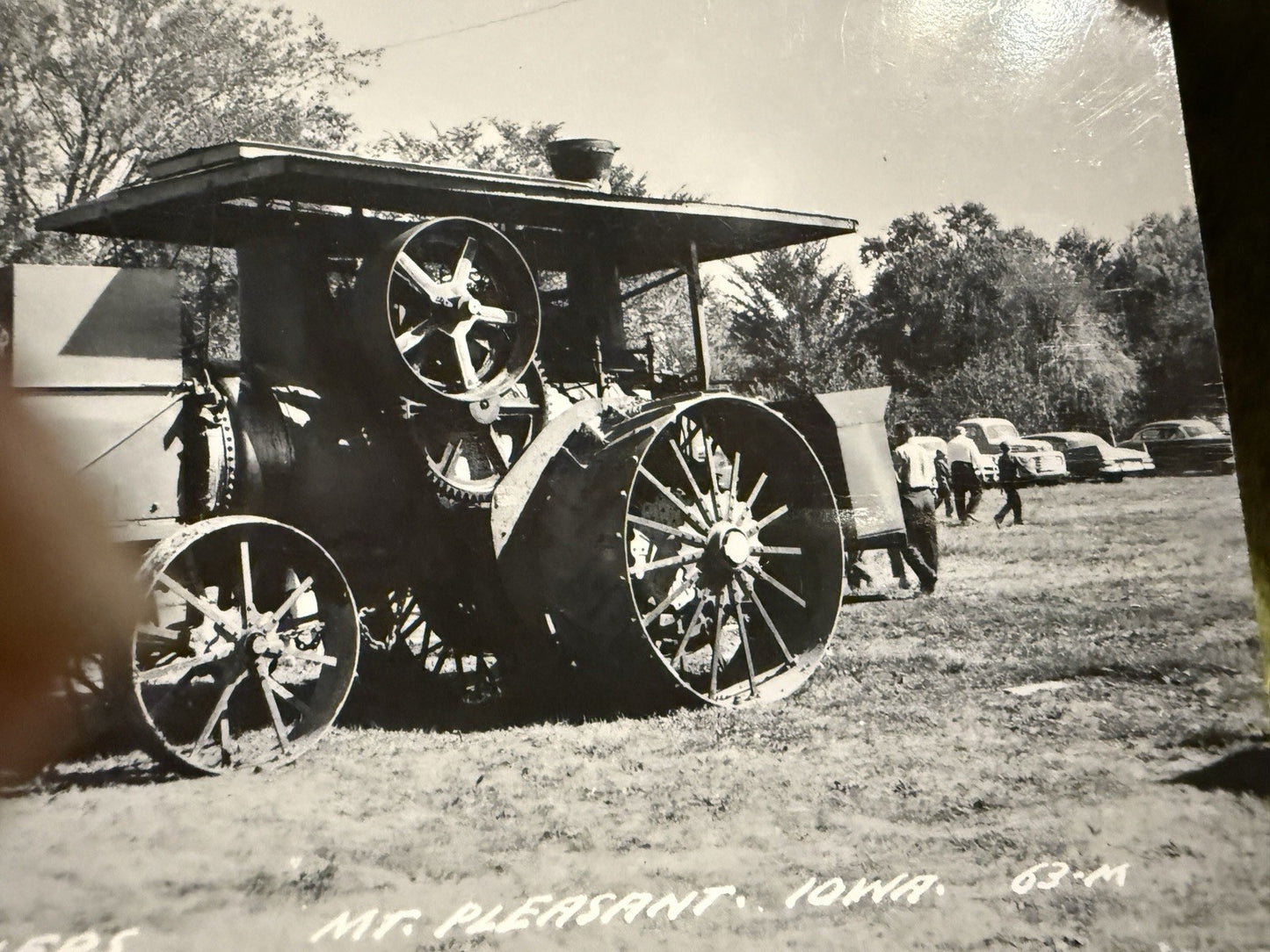 RPPC Real Photo MT PLEASANT IOWA RPPC Postcard OLD THRESHER Tractor 63-M