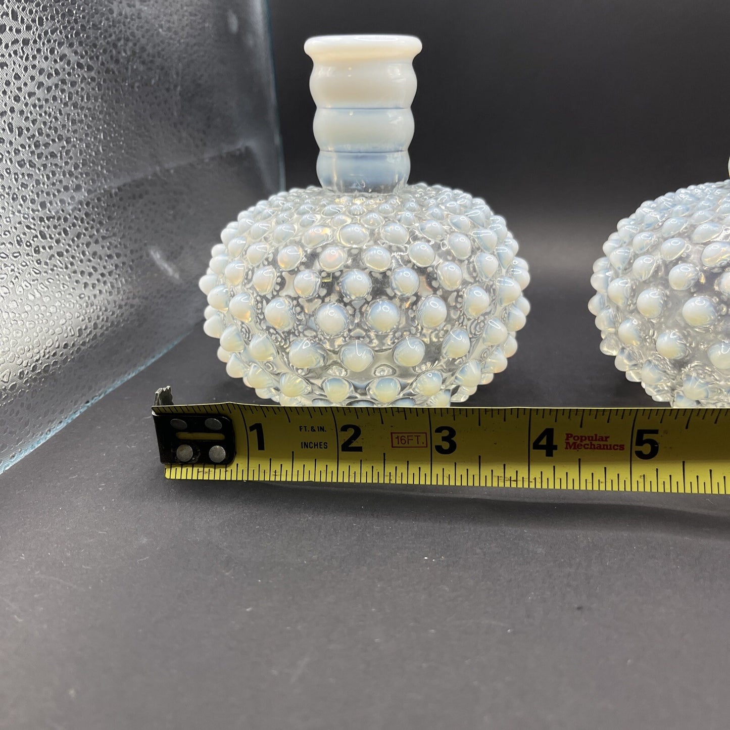 Vintage 2 Fenton  Glass Perfume Bottles White Hobnail Opalescent bottles