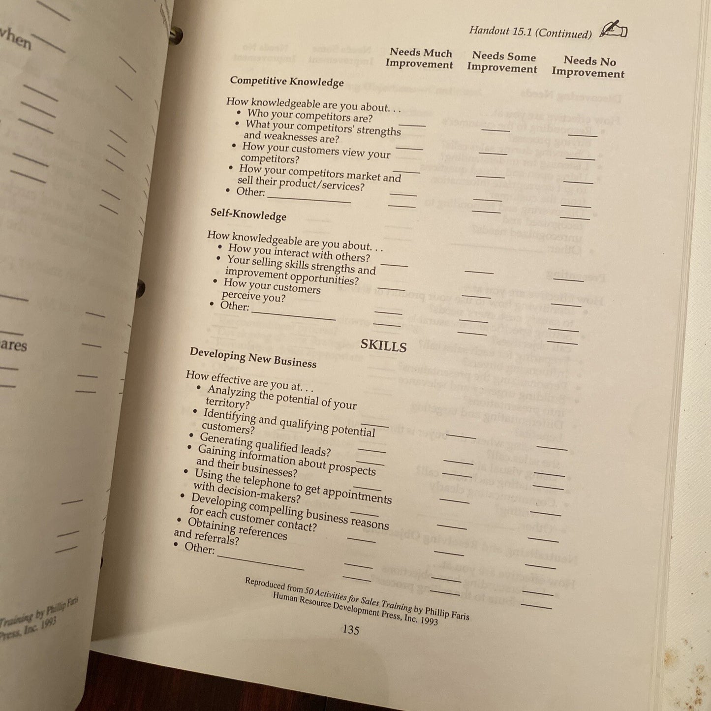 50 Fifty Activities for Sales Training Phillip Faris 1993
