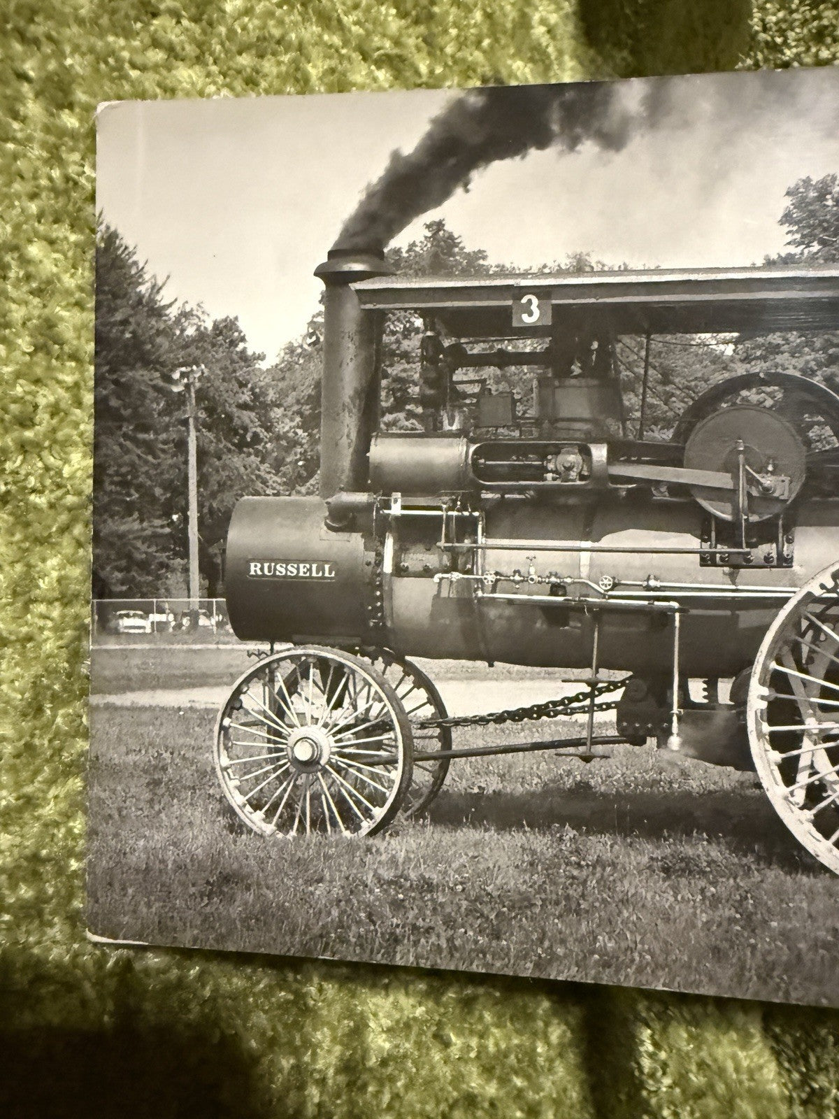RPPC Real Photo Postcard OLD Russell Steam TRACTOR The Boss Cow