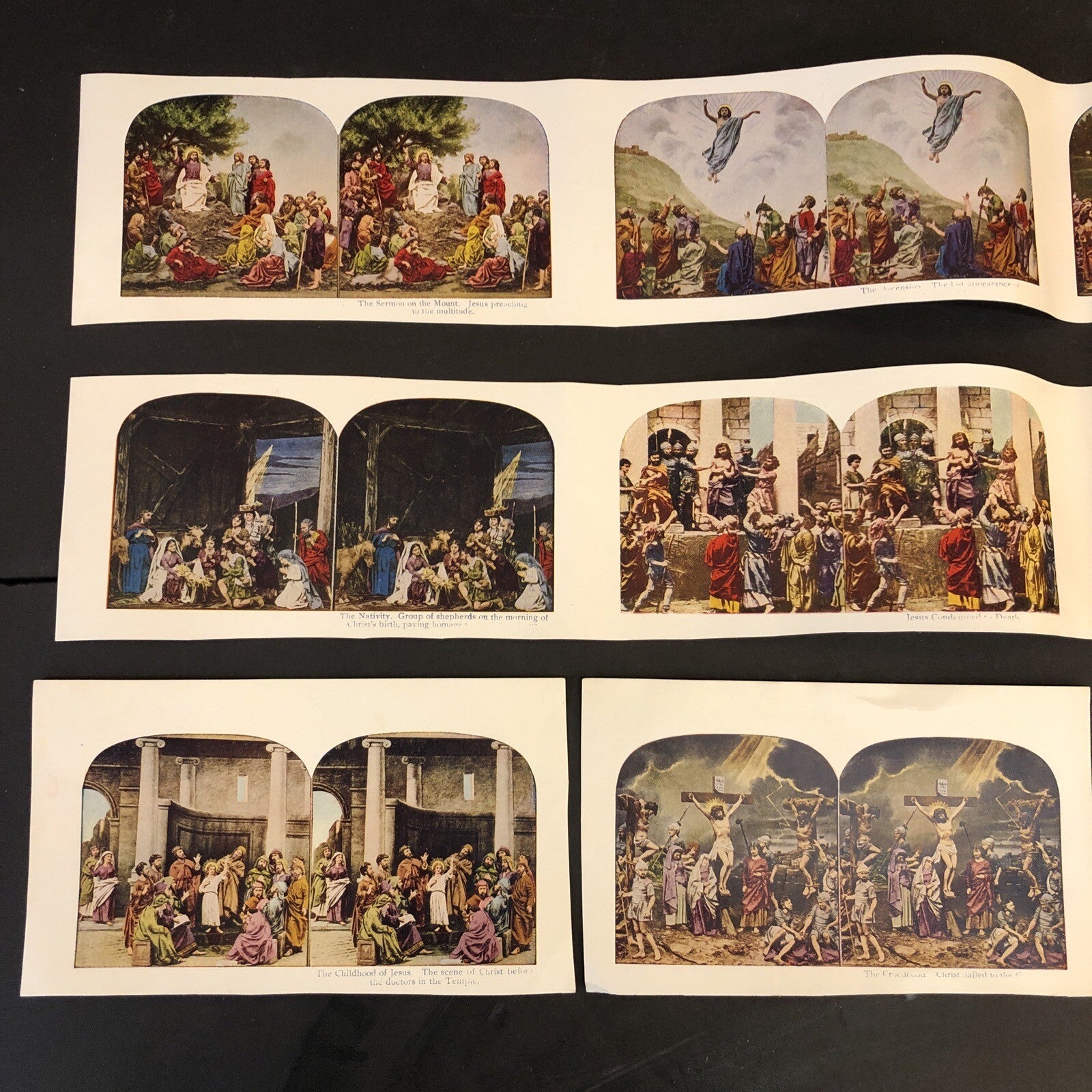 Stereoview Paper Cards Biblical Scenes Jesus Birth to Death Lot of 12