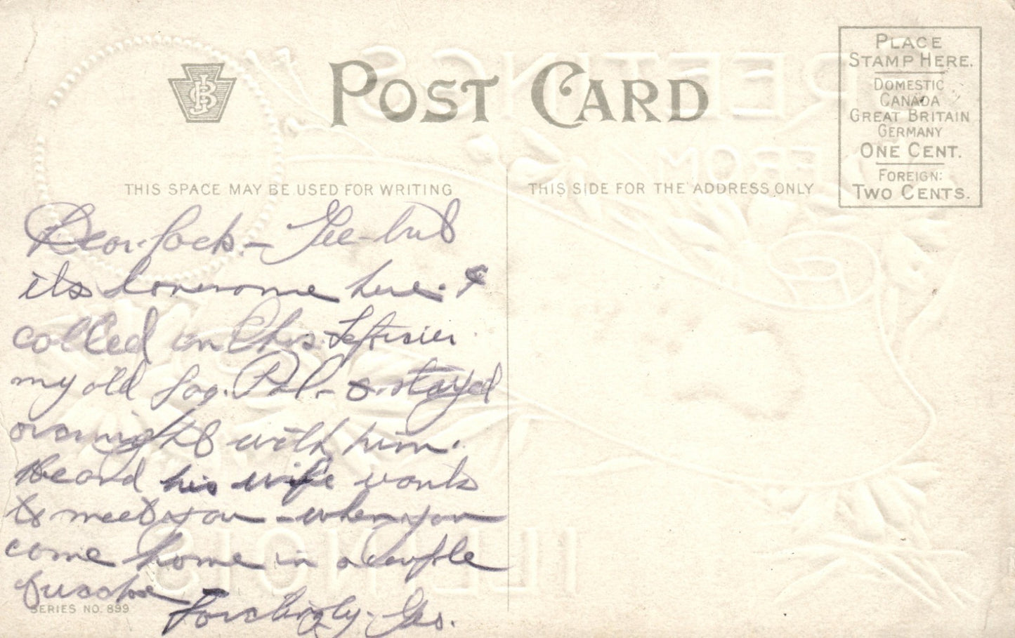 Large Letter with flowers Chicago Illinois IL  Vintage Postcard PFB