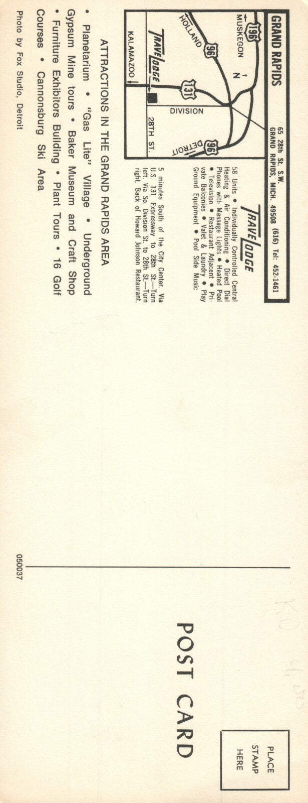 Panoramic 9x3.5 Travel  Lodge Grand Rapids MI Michigan Hotel Motel Postcard