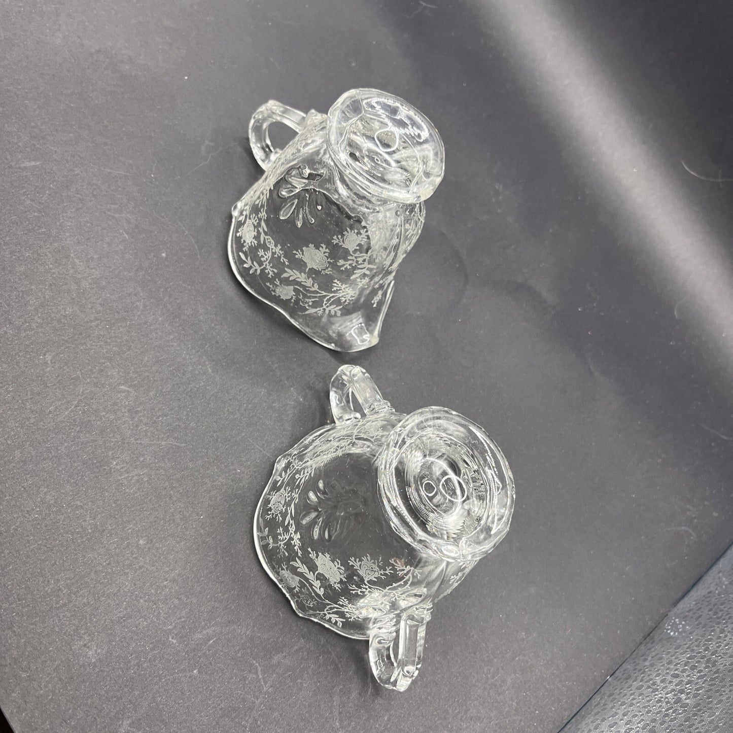 Vintage Fostoria Etched Sugar Bowl and Creamer Set 