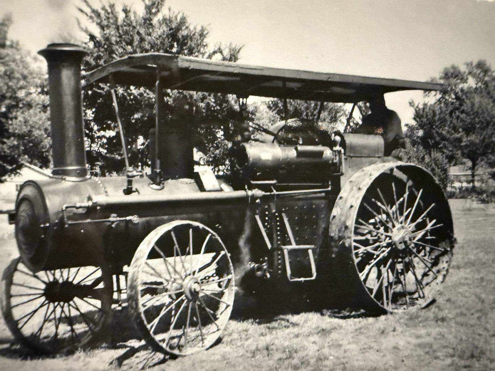 RPPC Real Photo MT PLEASANT IOWA RPPC Postcard OLD TRACTOR 220-F