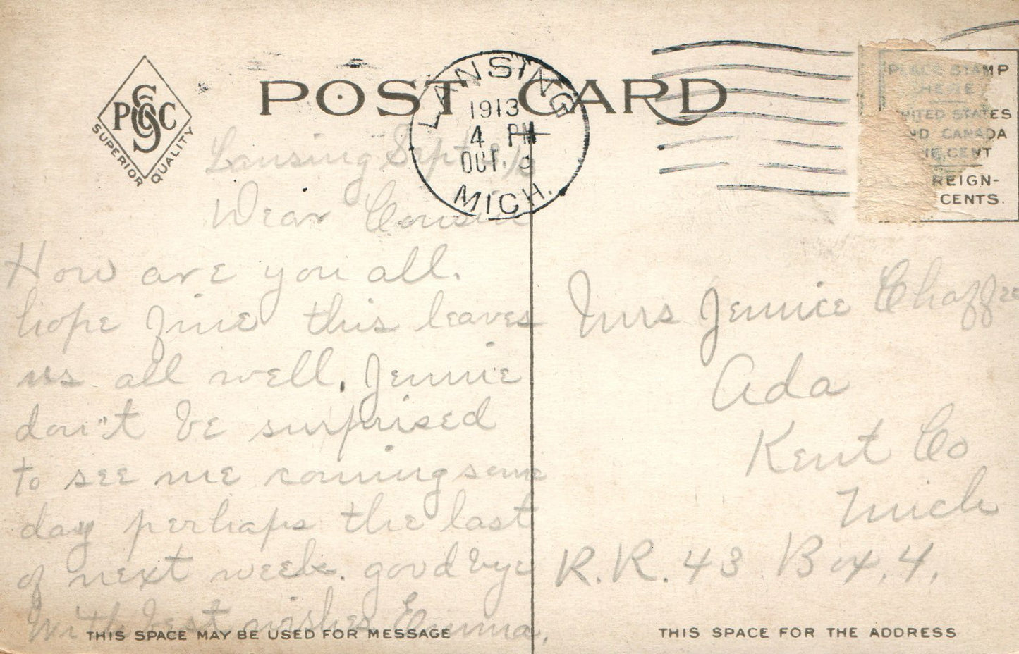 East Side Park  Lansing Michigan MI Postcard