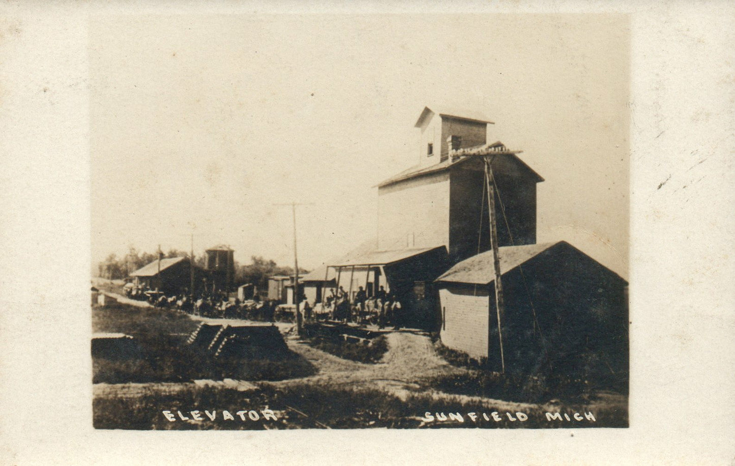 Sunfield Elevator Real Photo Vintage Michigan MI Postcard 