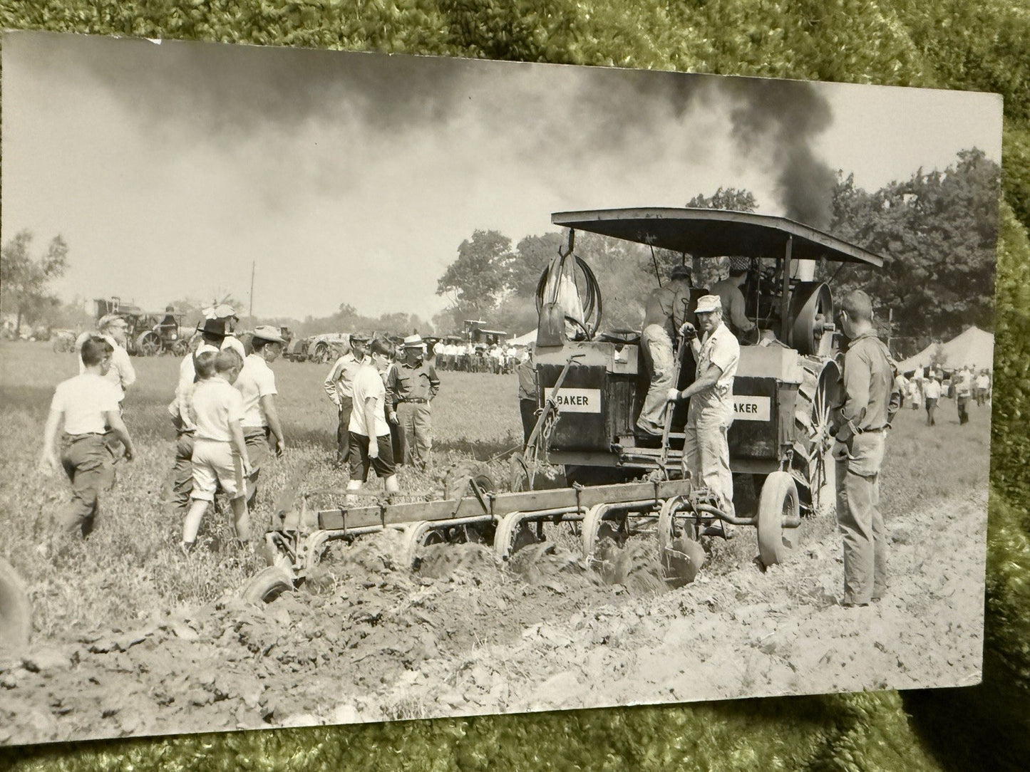 RPPC Real Photo BAKER Postcard OLD STEAM TRACTOR