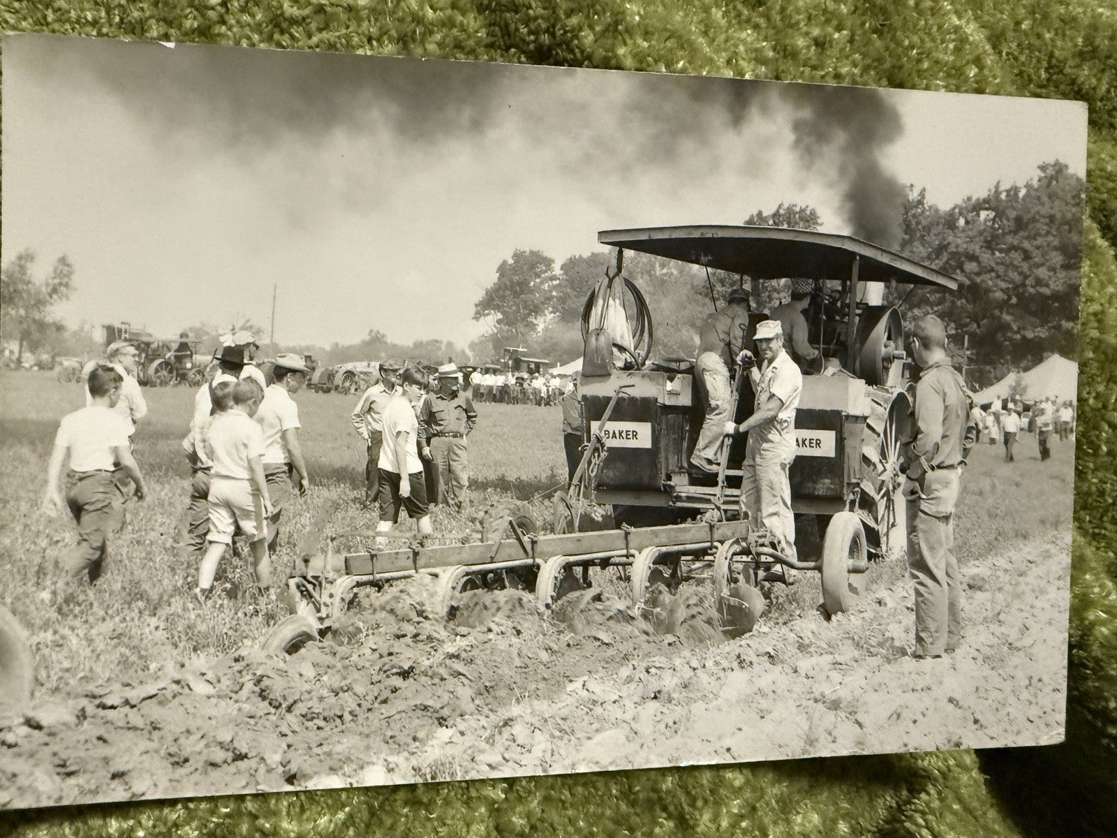 RPPC Real Photo BAKER Postcard OLD STEAM TRACTOR