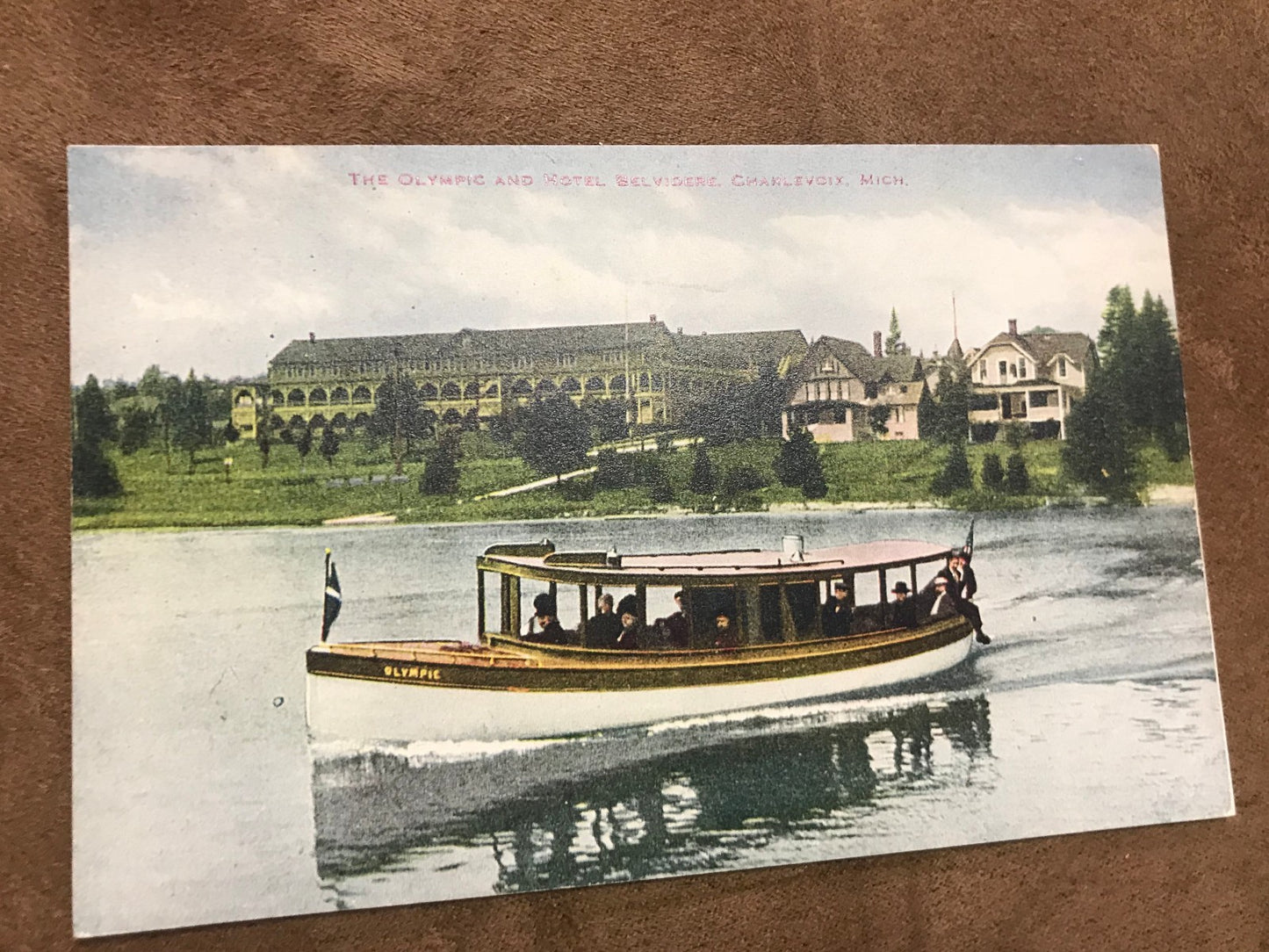 Old Boat The Olympic Hotel Belvidere Charlevoix MI Michigan  Postcard