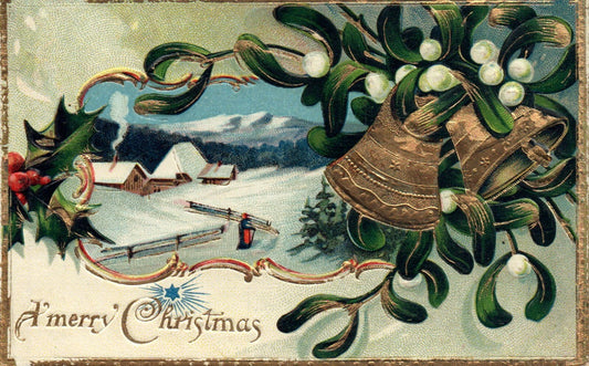 1909 Beautiful Merry Christmas vintage Postcard Embossed with Gold #533