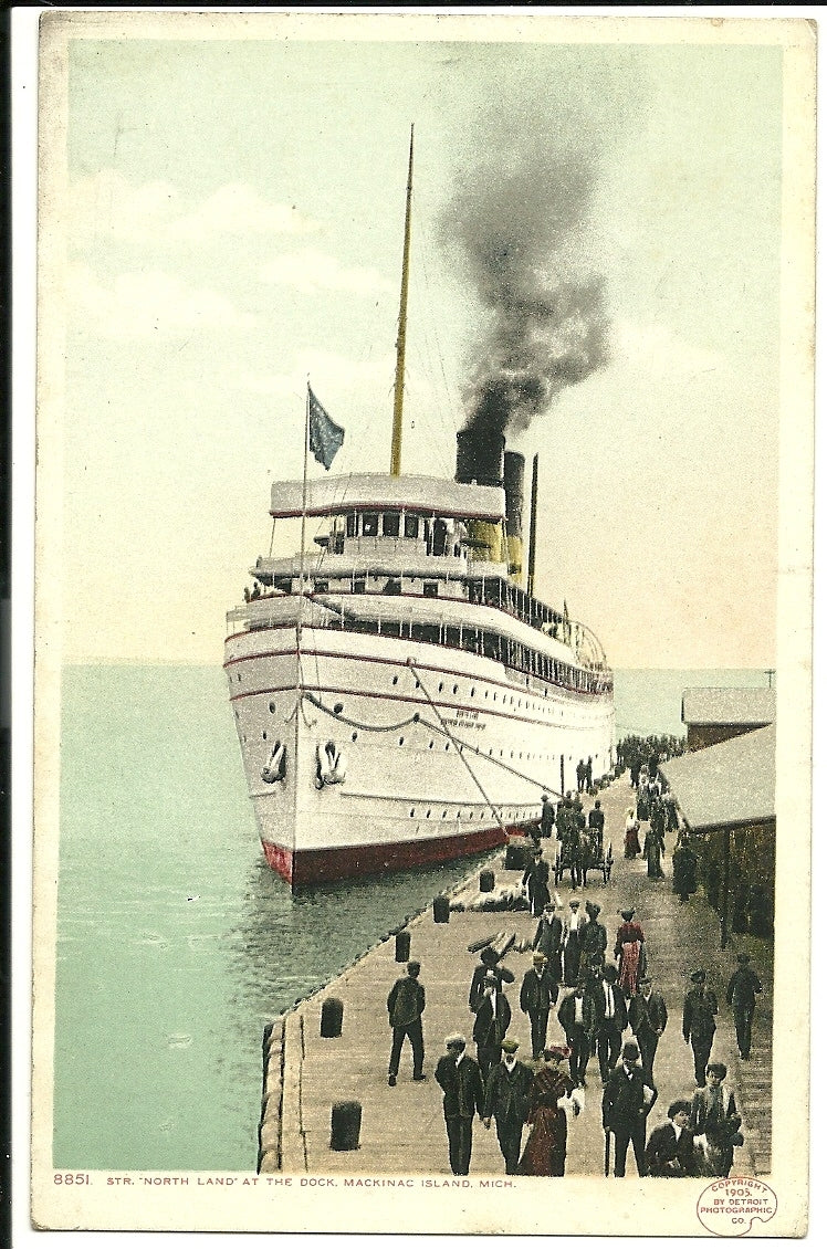 Steamer North Land at Docks Mackinac Island MI Michigan  Postcard