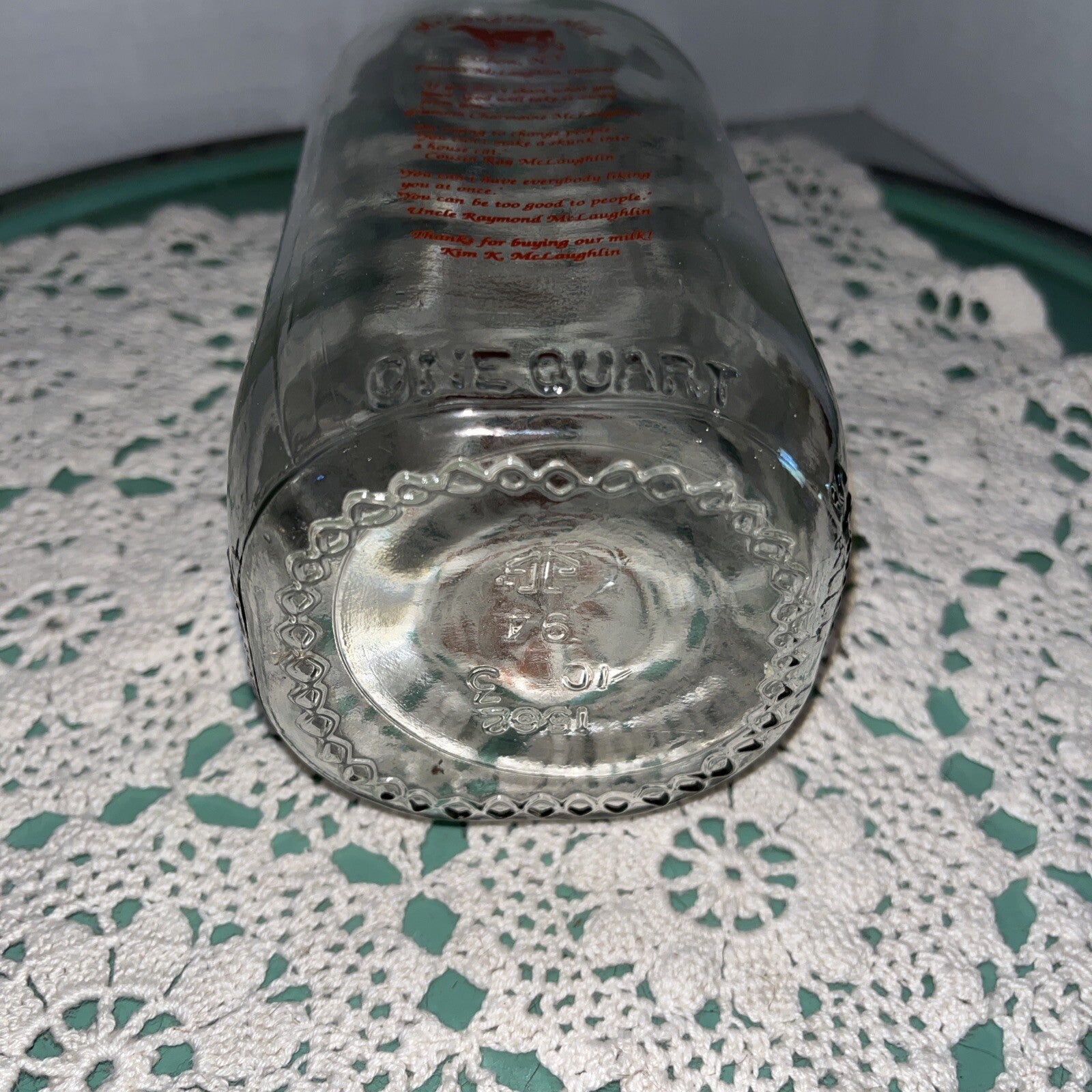 McLaughlin Milk Dairy 4th edition Lisbon NY New York one quart 1 qt milk bottle