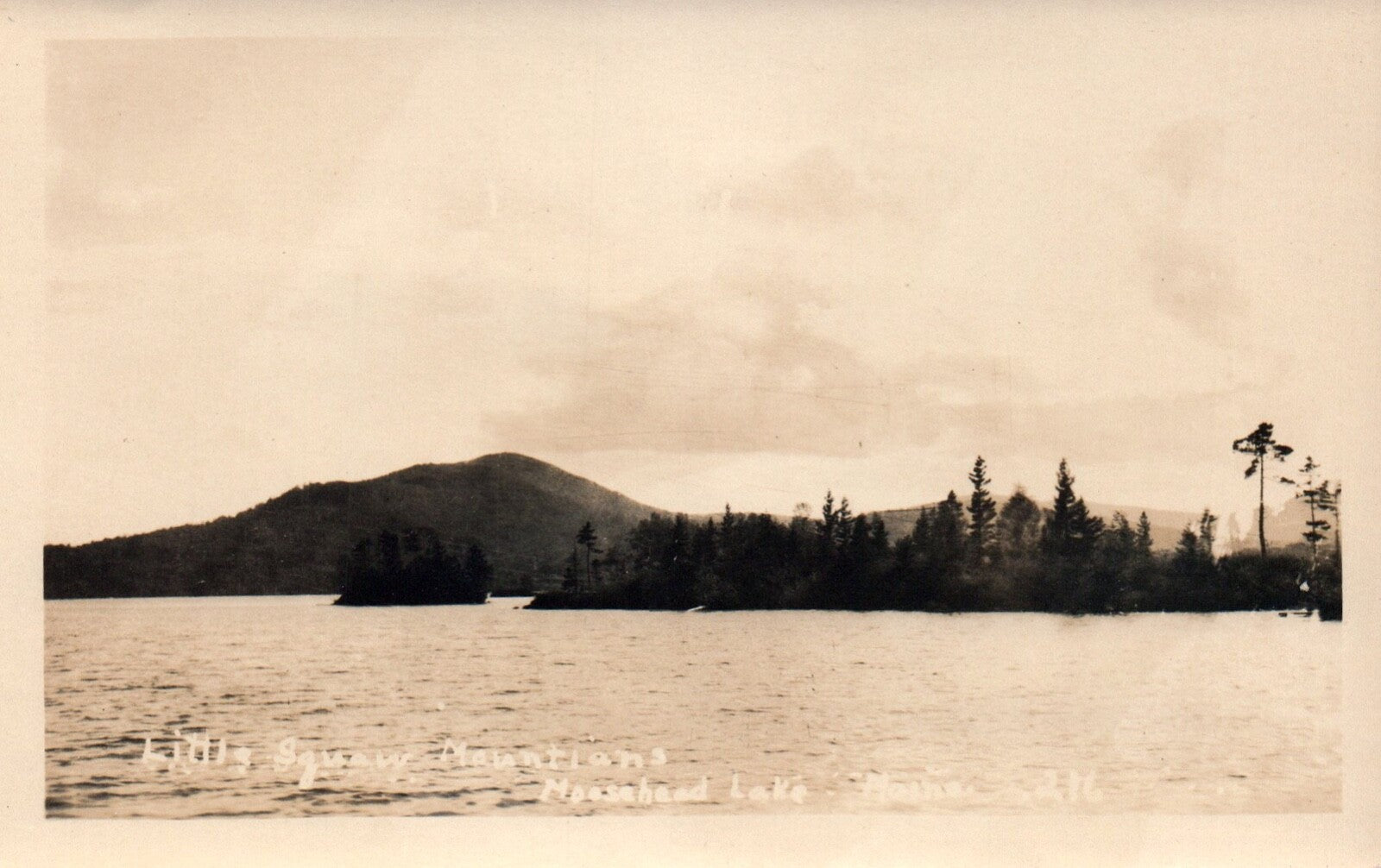 Real Photo Little Squaw Mountains on Moosehead Lake in Maine ME Postcard